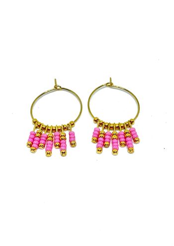 Tassel øreringe i rosa og guld fra Adele Cph